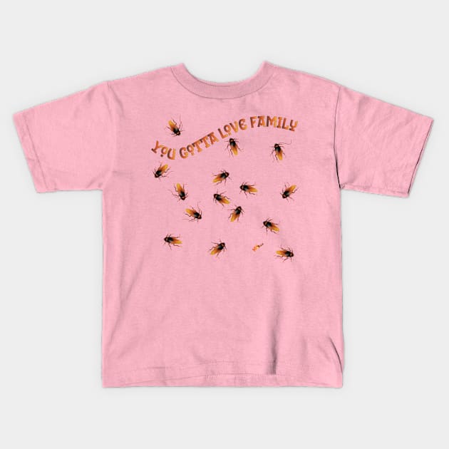 Cockroach Family Kids T-Shirt by NN Tease